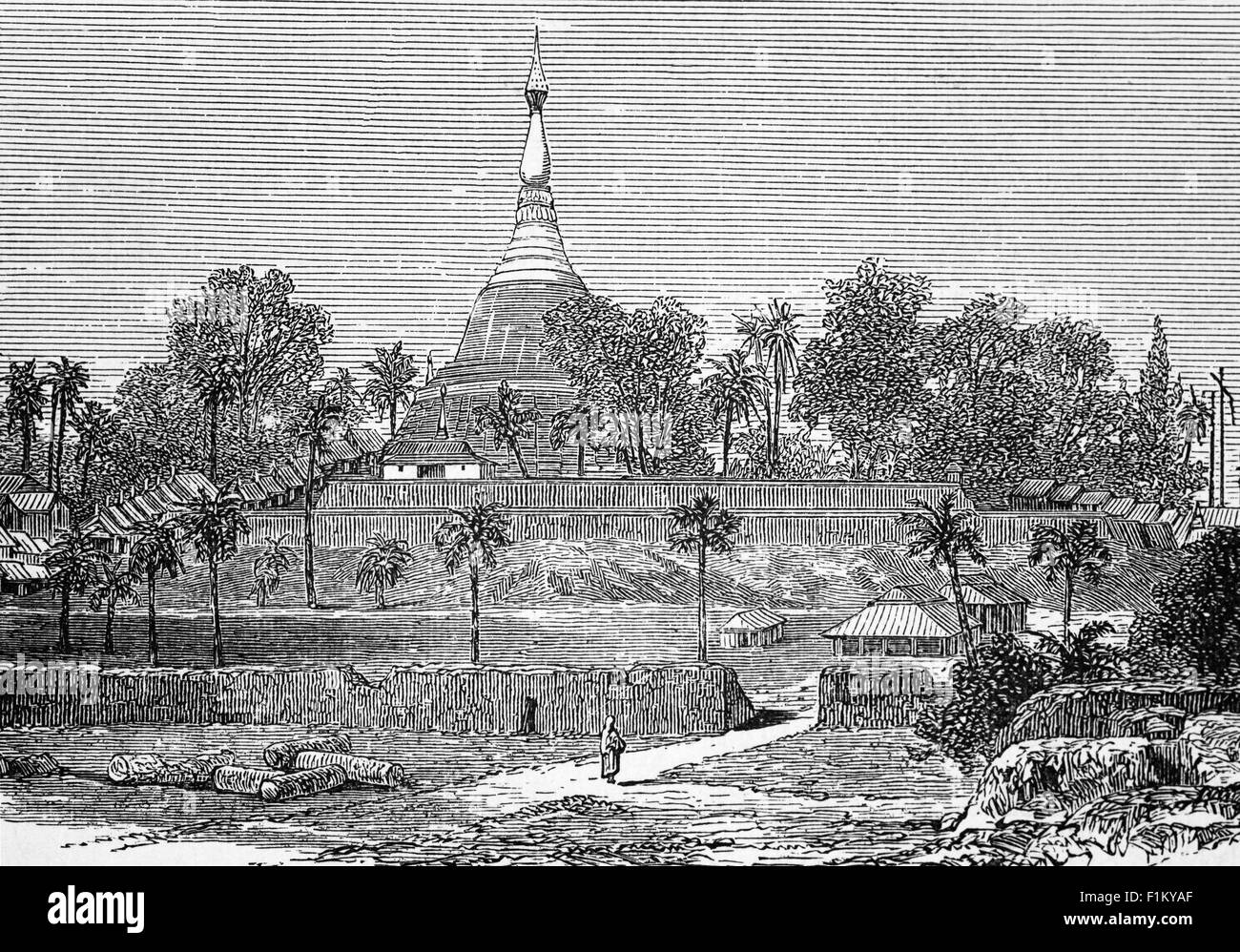 Die Pagode Shwe-da-Gon, aka Goldene Pagode aka große Drachen Pagode in Yangon. Der Legende nach wurde die Shwedagon-Pagode vor über 2.600 Jahren errichtet, die machen würde, die älteste buddhistische Stupa in der Welt, Burma (jetzt Myanmar genannt) Stockfoto