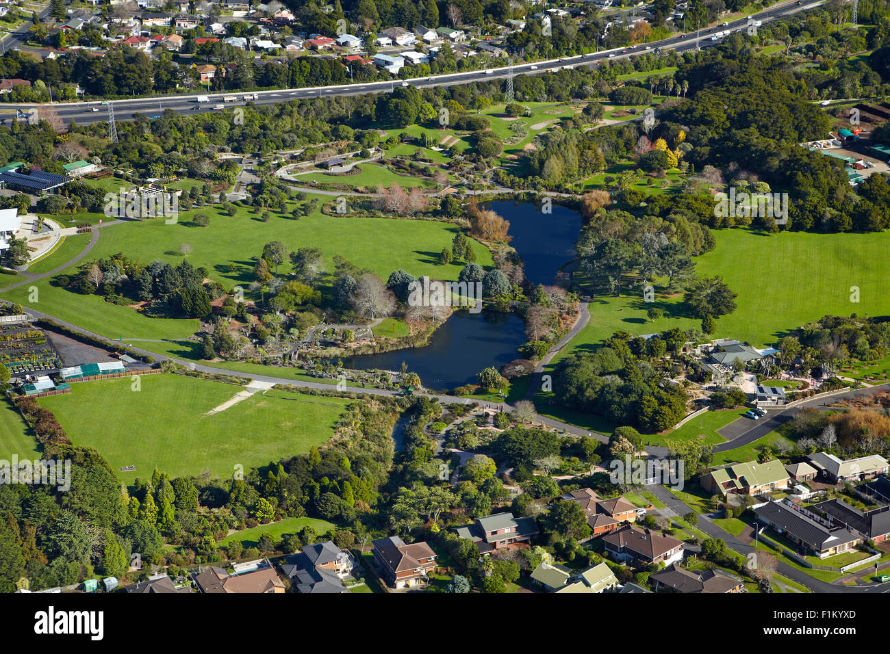 Auckland Regional Botanic Gardens, eigentlich, Auckland, Nordinsel, Neuseeland - Antenne Stockfoto