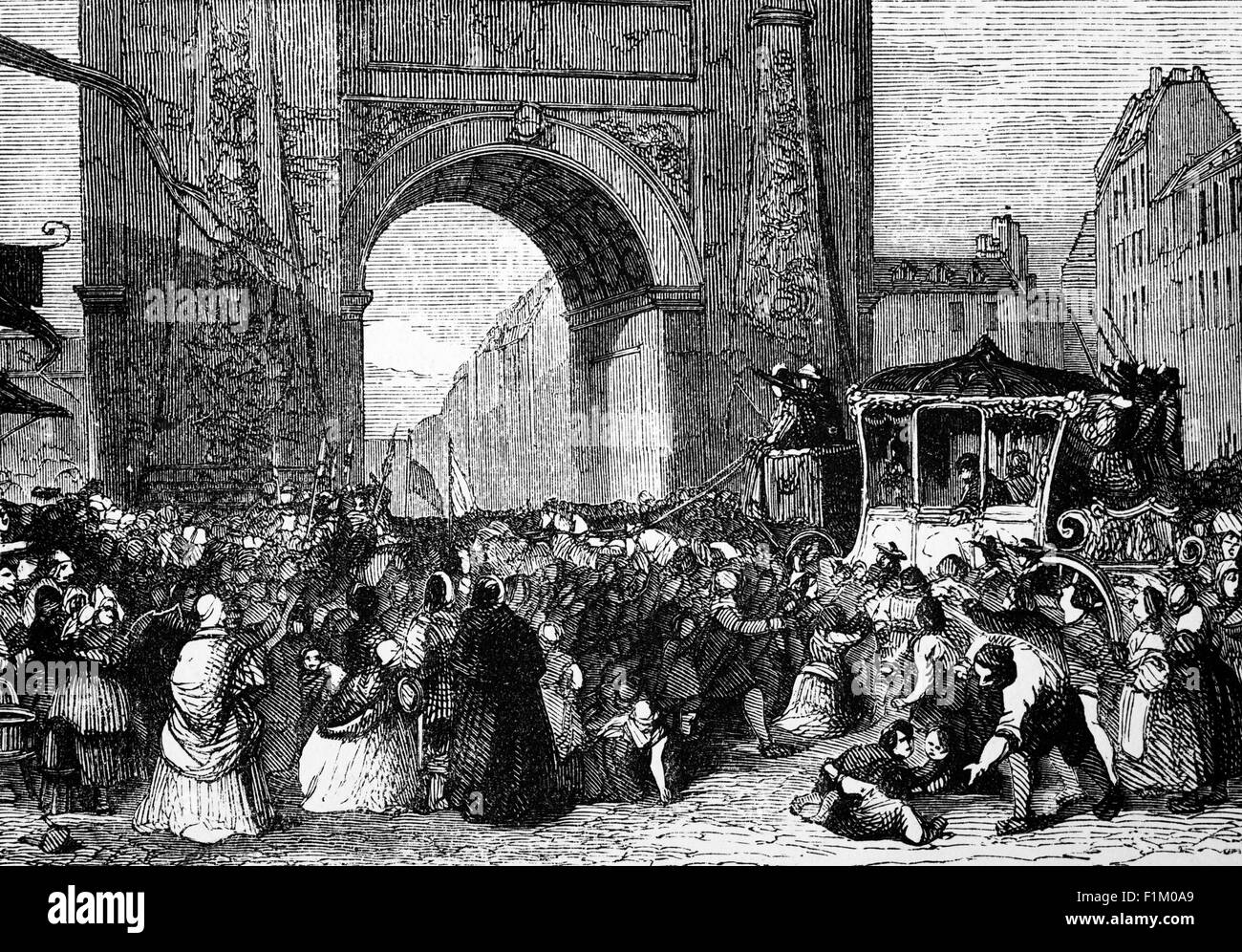 Kardinal Jules Raymond Mazarins triumphaler Eintritt nach Paris, Frankreich. Als italienischer Kardinal, Diplomat und Politiker diente er von 1642 bis zu seinem Tod 1661 als Hauptminister der Könige von Frankreich, Ludwig XIII. Und Ludwig XIV. Stockfoto