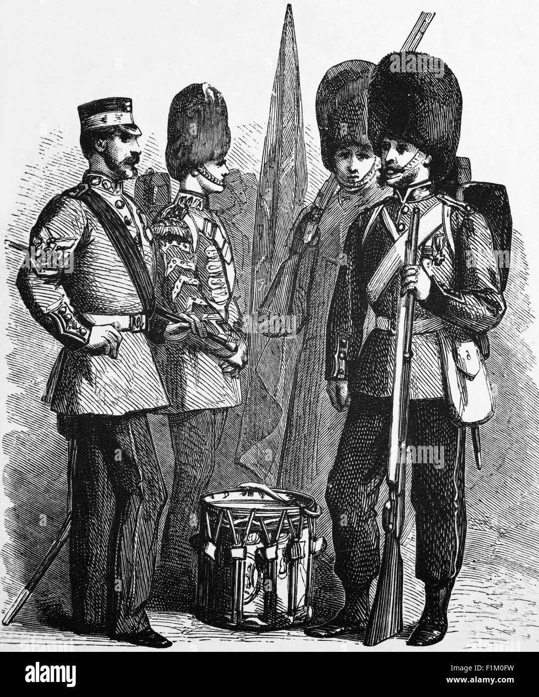 Englische Garde im 19. Jahrhundert Uniform Stockfoto