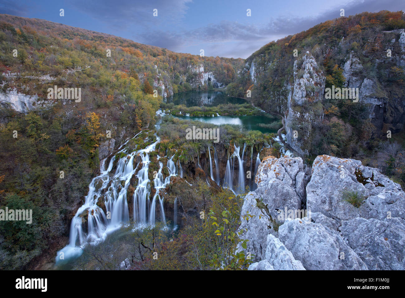 Wasserfällen Sastavci im National Park Plitvicer Seen, Kroatien Stockfoto