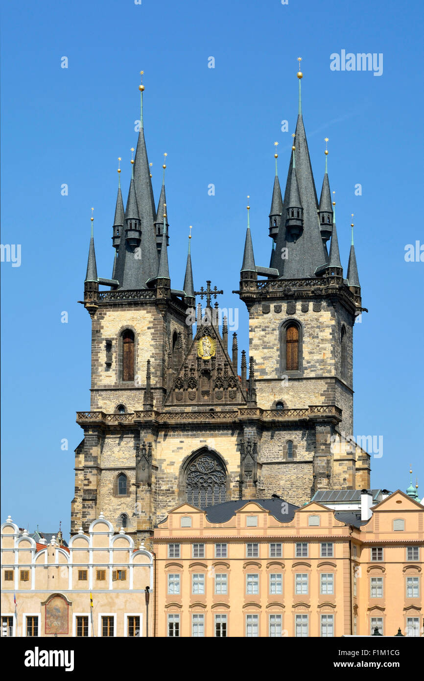 Church of Our Lady vor Tyn auf dem Altstädter Ring Prag in der Tschechischen Republik. Stockfoto
