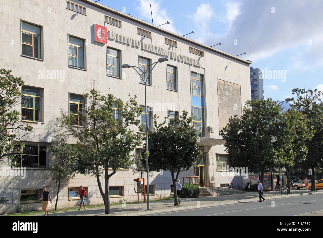 Nationalbibliothek, Rruga Ludovik Shllaku, Tirana, Albanien, Balkan, Europa Stockfoto
