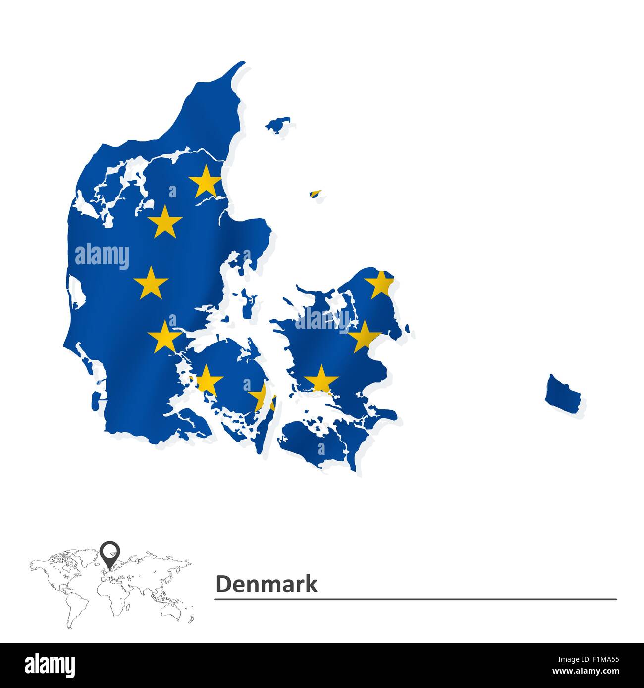 Karte von Dänemark mit EU-Flagge - Vektor-illustration Stock Vektor