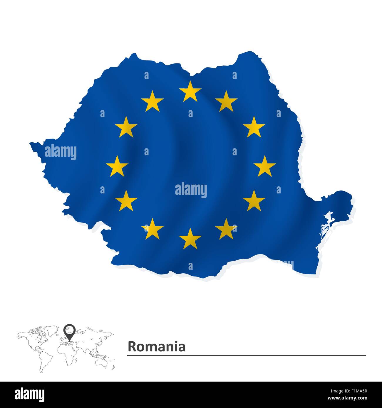 Karte von Rumänien mit EU-Flagge - Vektor-illustration Stock Vektor