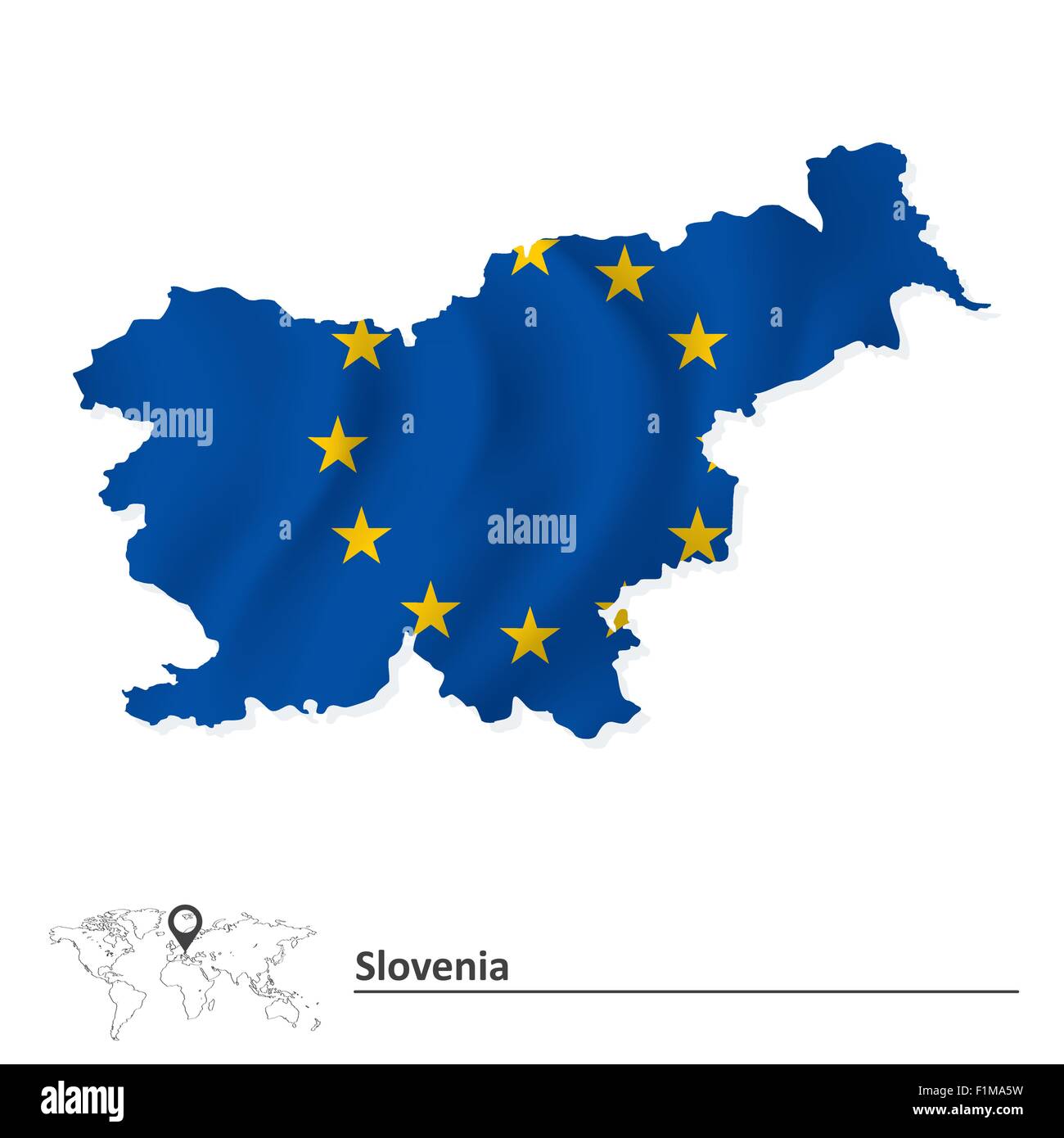 Karte von Slowenien mit EU-Flagge - Vektor-illustration Stock Vektor