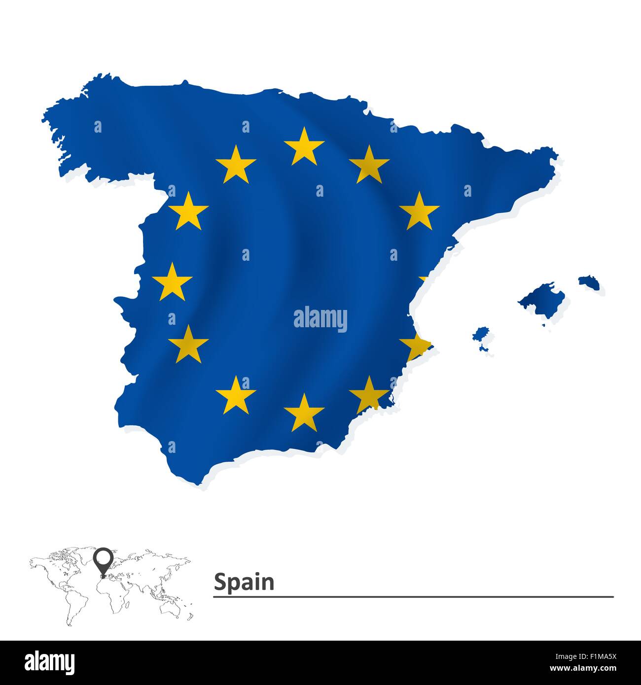 Landkarte von Spanien mit EU-Flagge - Vektor-illustration Stock Vektor