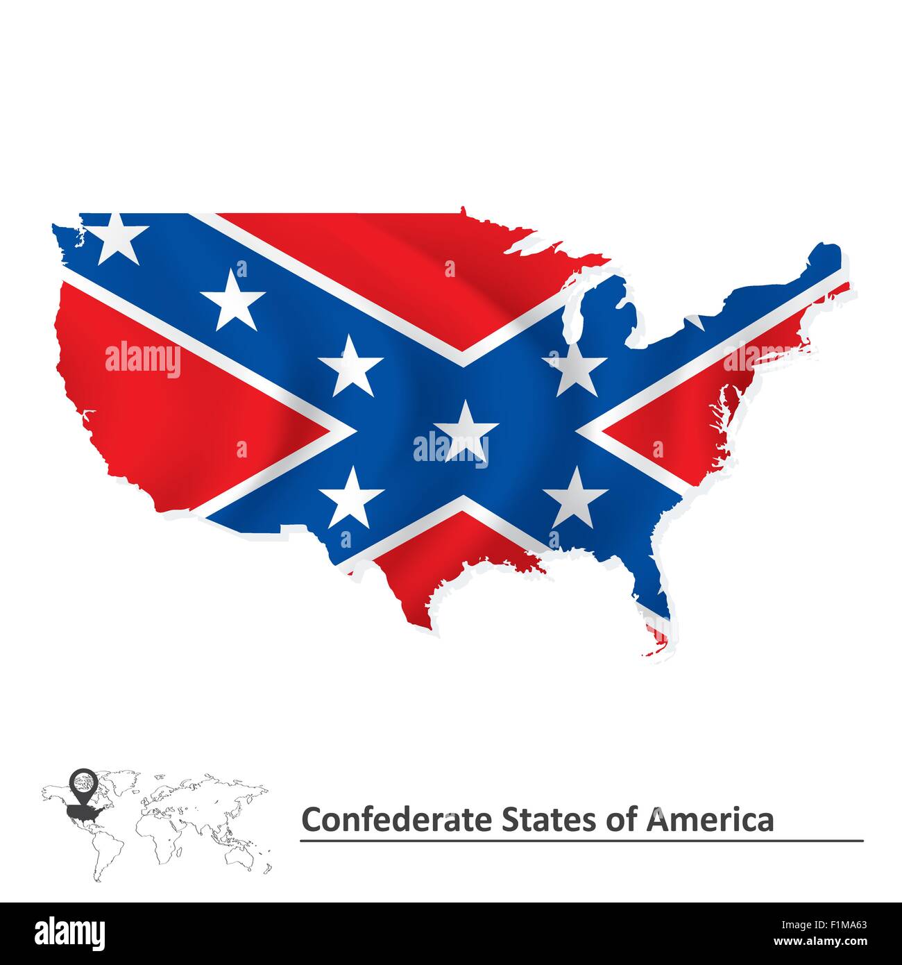 Flagge der Konföderierten Staaten von Amerika mit USA-Karte - Vektor-illustration Stock Vektor