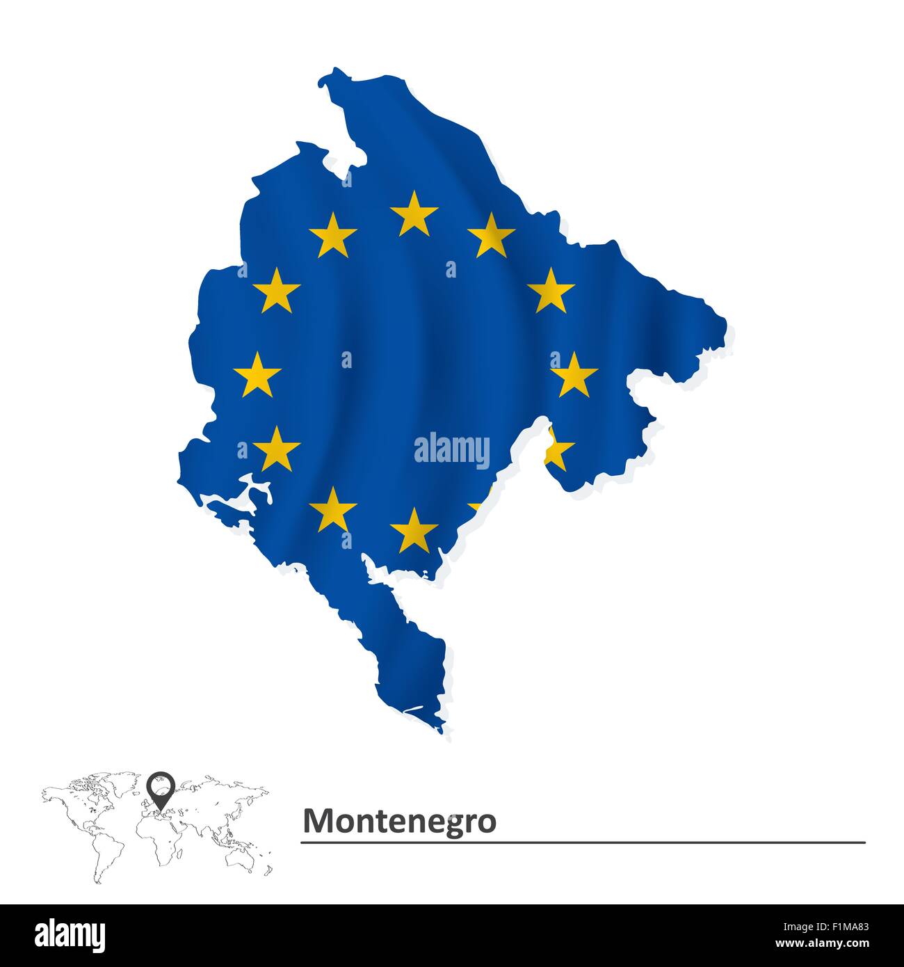 Karte von Montenegro mit EU-Flagge - Vektor-illustration Stock Vektor