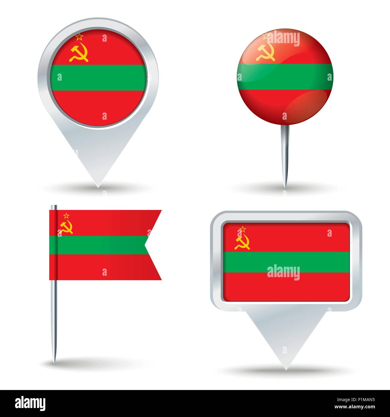 Karte-Pins mit Flagge von Transnistrien - Vektor-illustration Stock Vektor