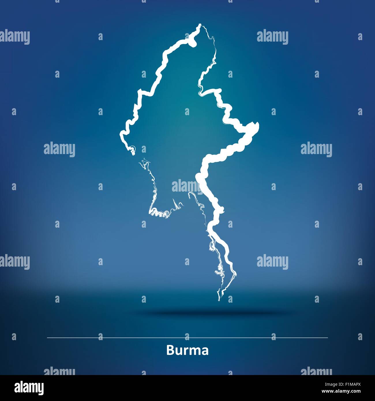 Karte von Burma - Vektor-Illustration Doodle Stock Vektor