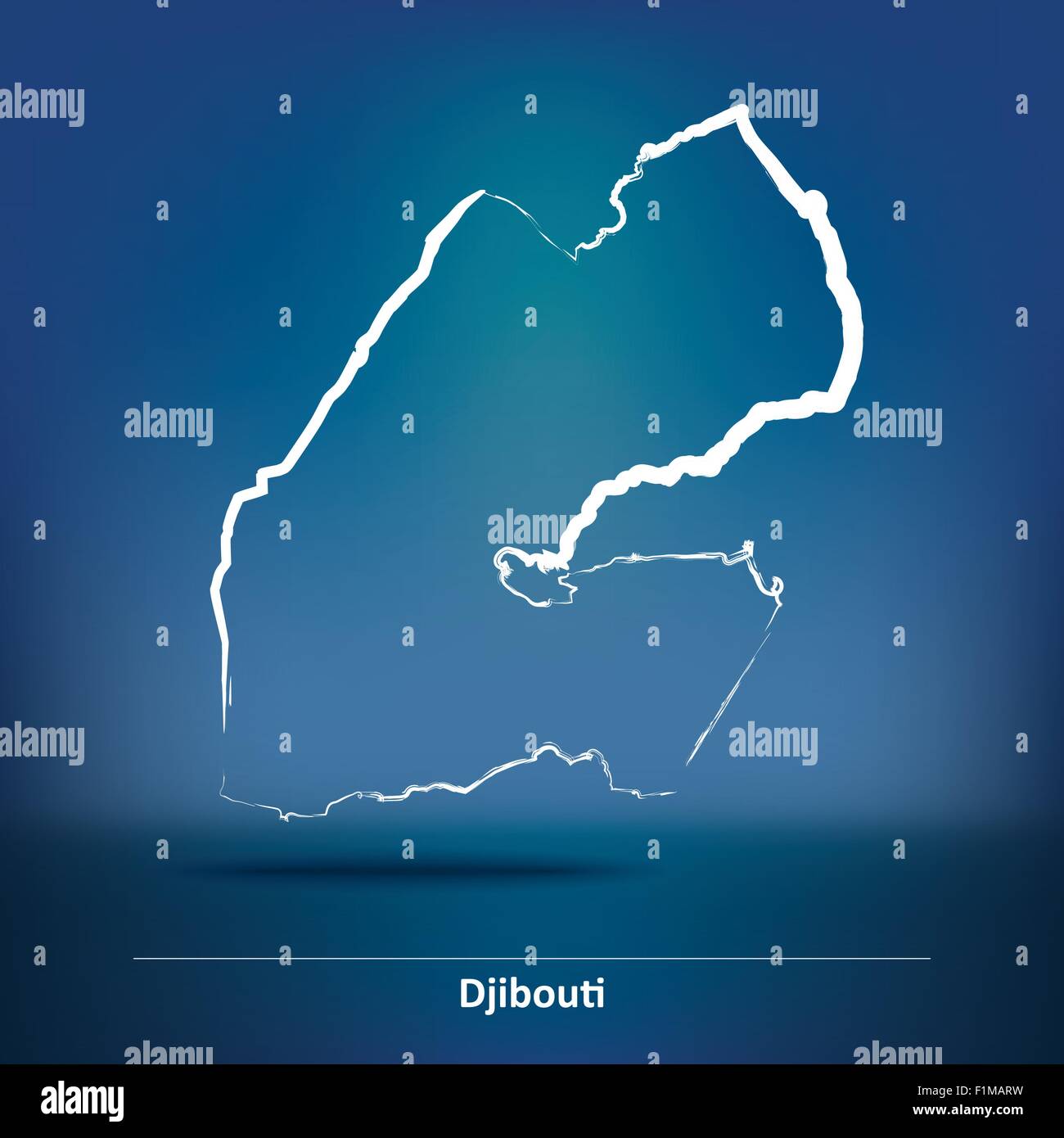 Karte von Djibouti - Vektor-Illustration Doodle Stock Vektor