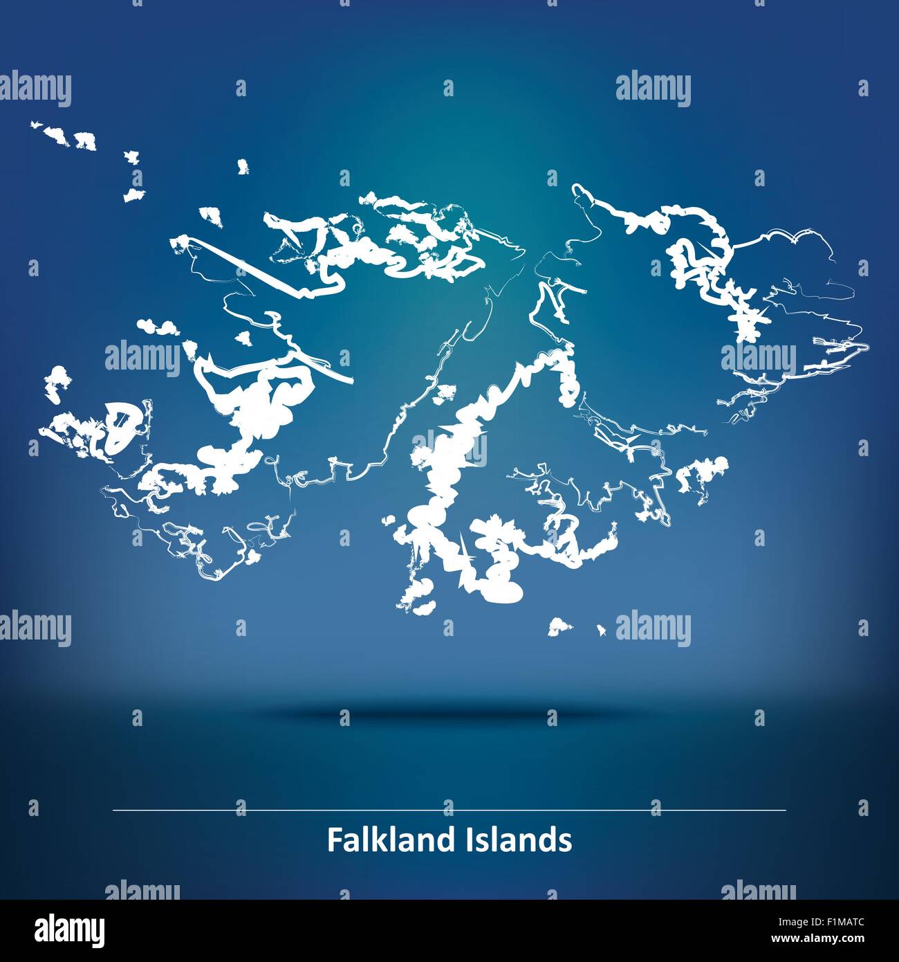 Karte der Falkland-Inseln - Vektor-Illustration Doodle Stock Vektor