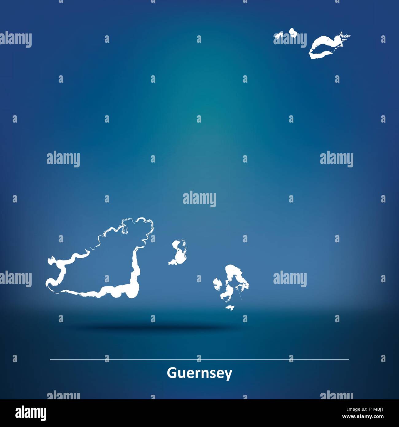 Karte von Guernsey - Vektor-Illustration Doodle Stock Vektor
