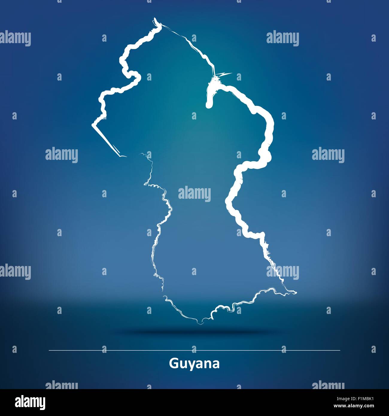 Karte von Guyana - Vektor-Illustration Doodle Stock Vektor