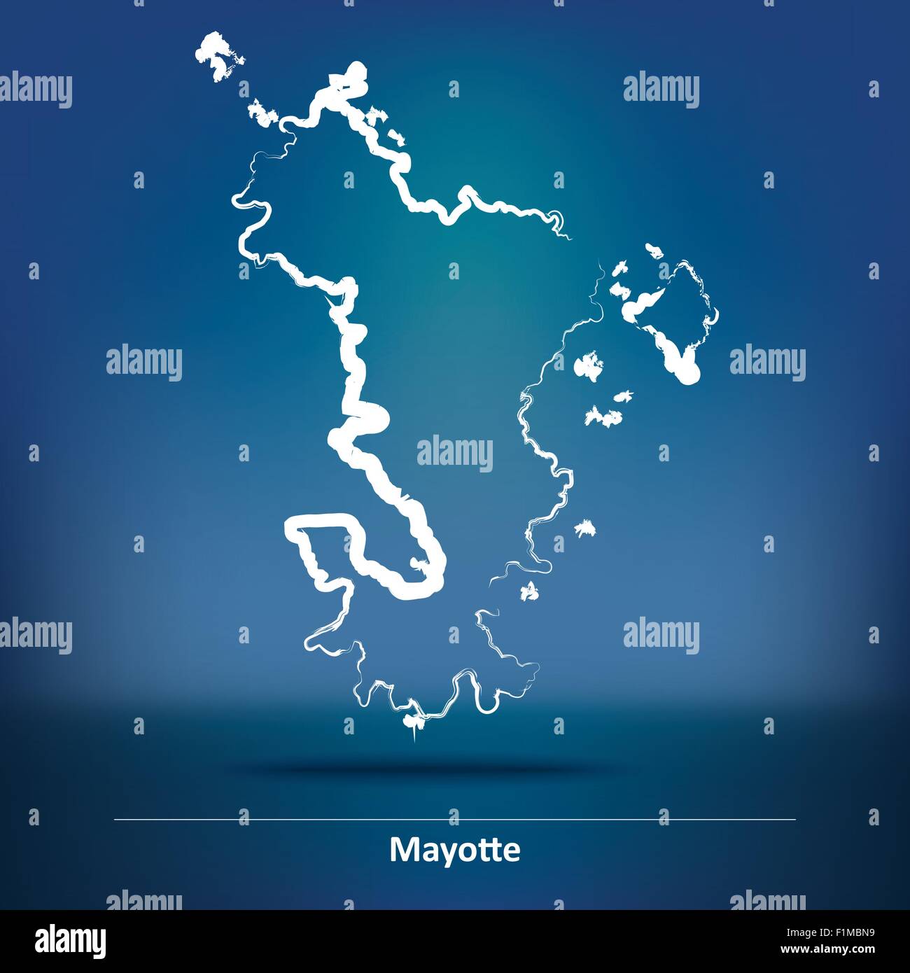 Landkarte von Mayotte - Vektor-Illustration Doodle Stock Vektor