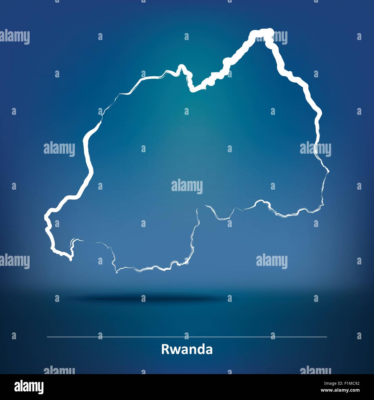 Karte von Ruanda - Vektor-Illustration Doodle Stock Vektor