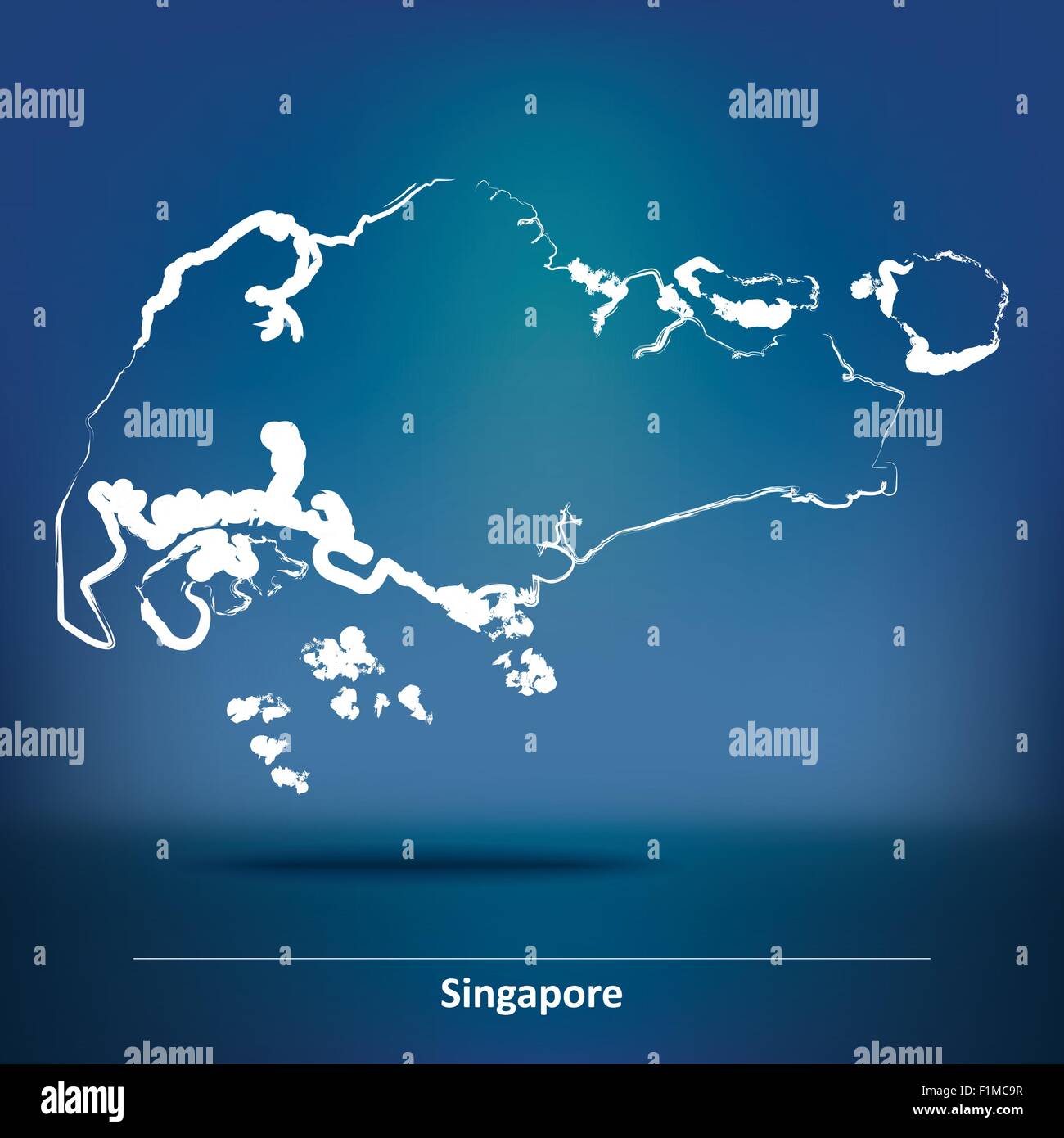 Karte von Singapur - Vektor-Illustration Doodle Stock Vektor