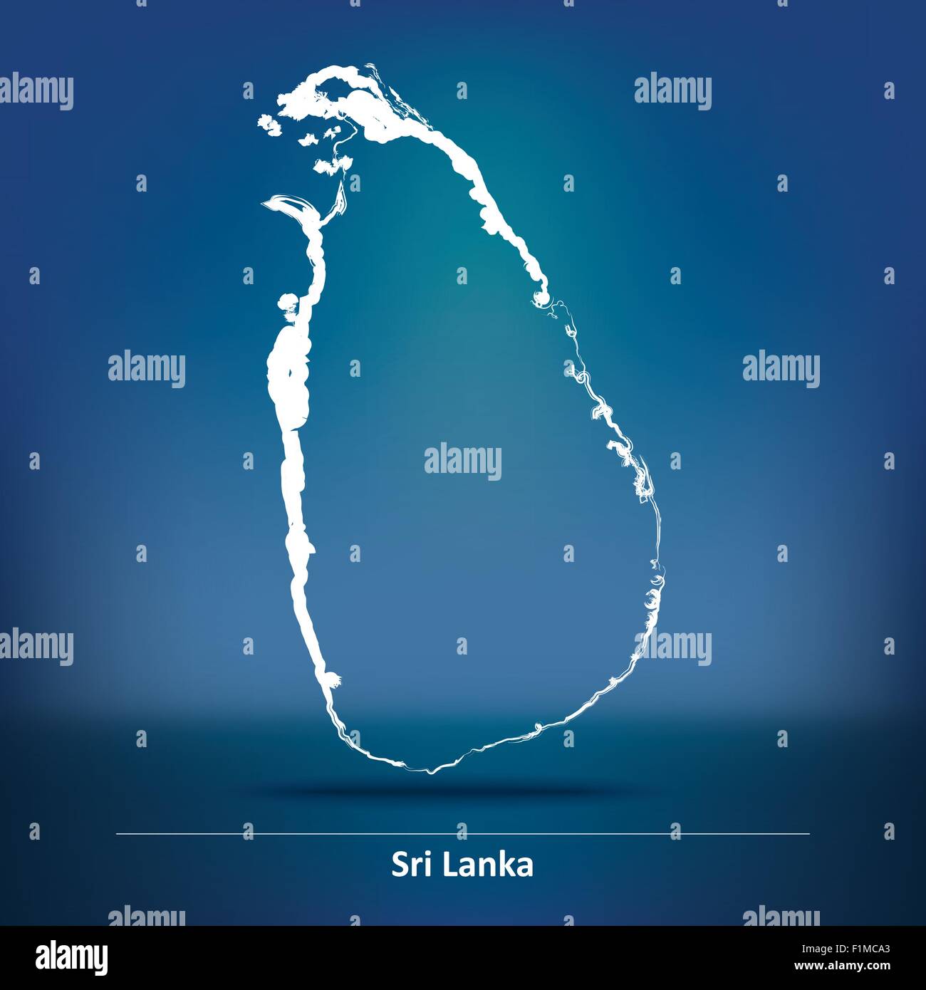 Karte von Sri Lanka - Vektor-Illustration Doodle Stock Vektor