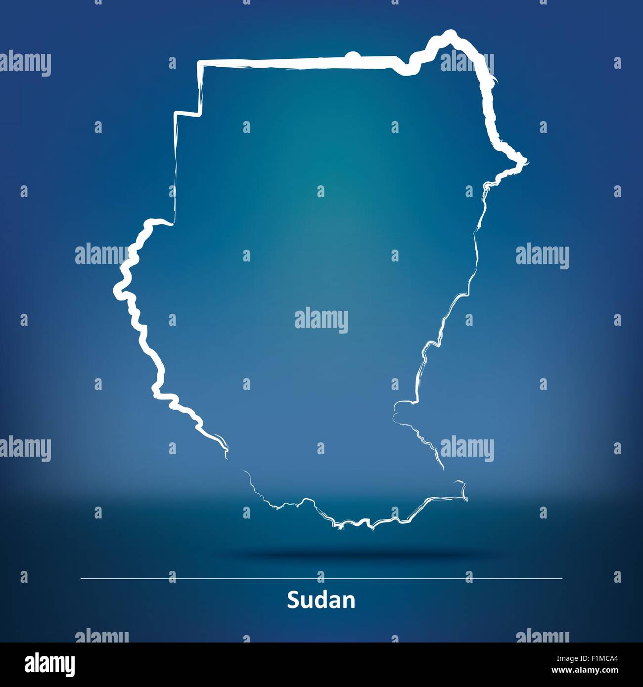 Karte von Sudan - Vektor-Illustration Doodle Stock Vektor