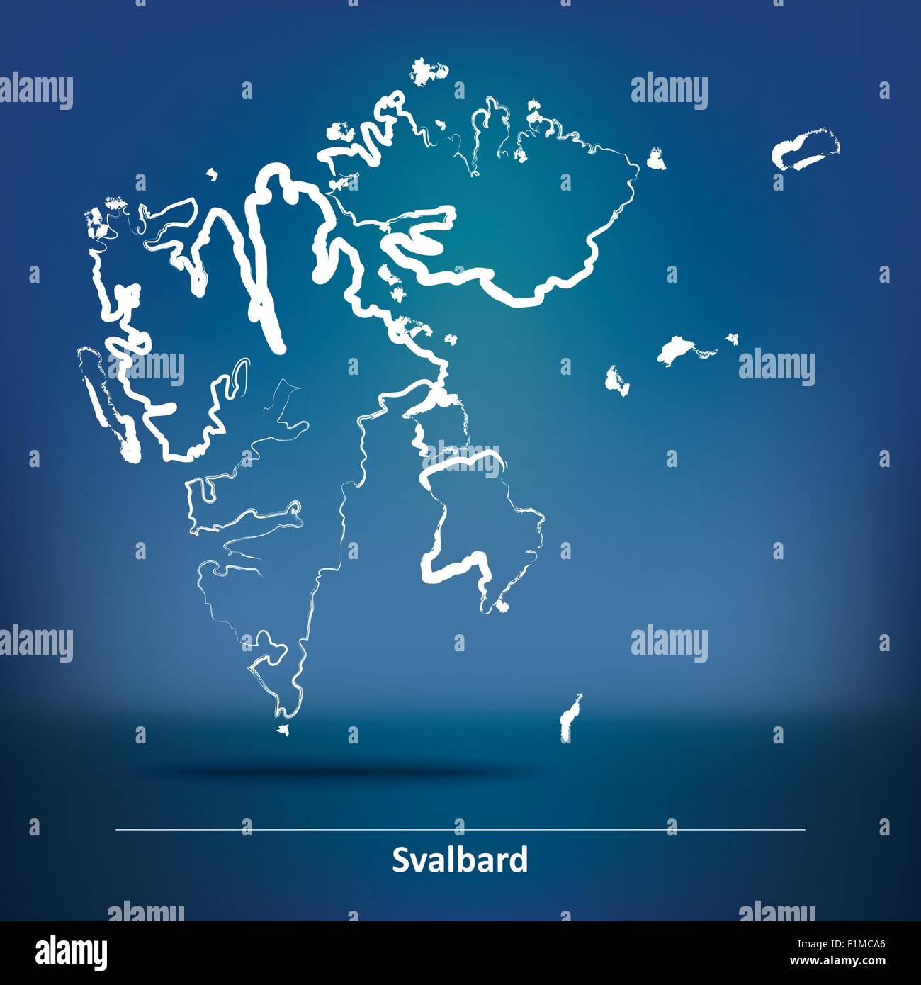 Karte von Svalbard - Vektor-Illustration Doodle Stock Vektor