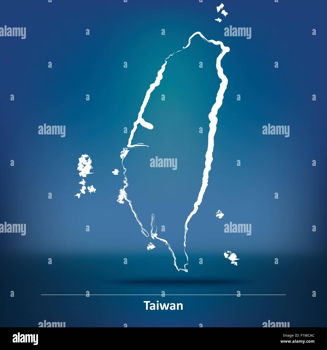 Landkarte von Taiwan - Vektor-Illustration Doodle Stock Vektor