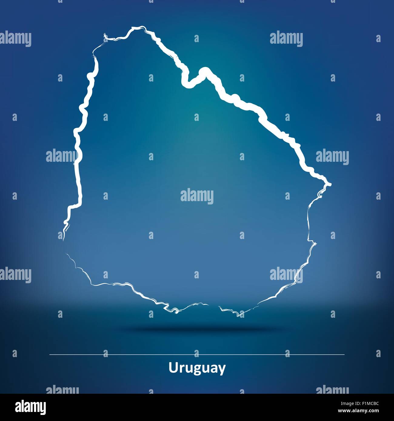 Karte von Uruguay - Vektor-Illustration Doodle Stock Vektor