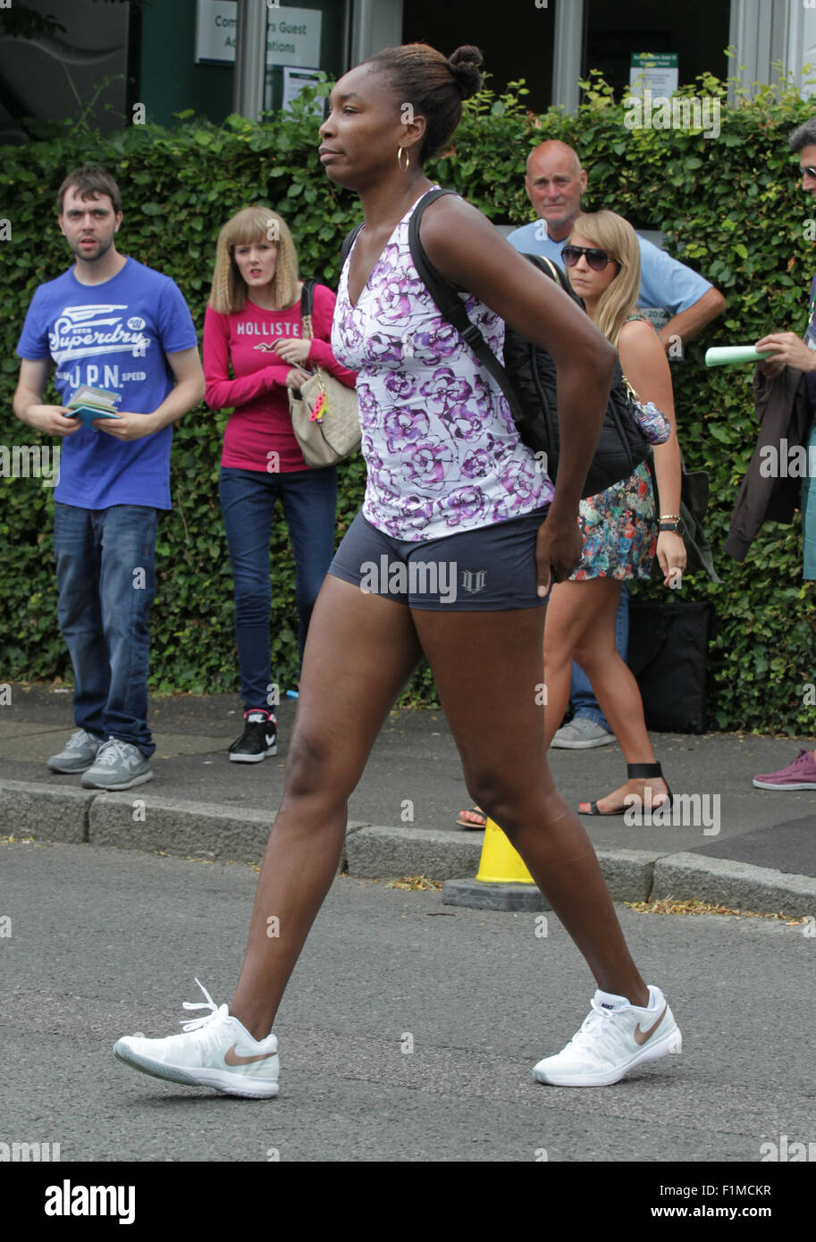 LONDON, UK, 11. Juli 2015: Venus Williams in Wimbledon Championships 2015 gesehen Stockfoto