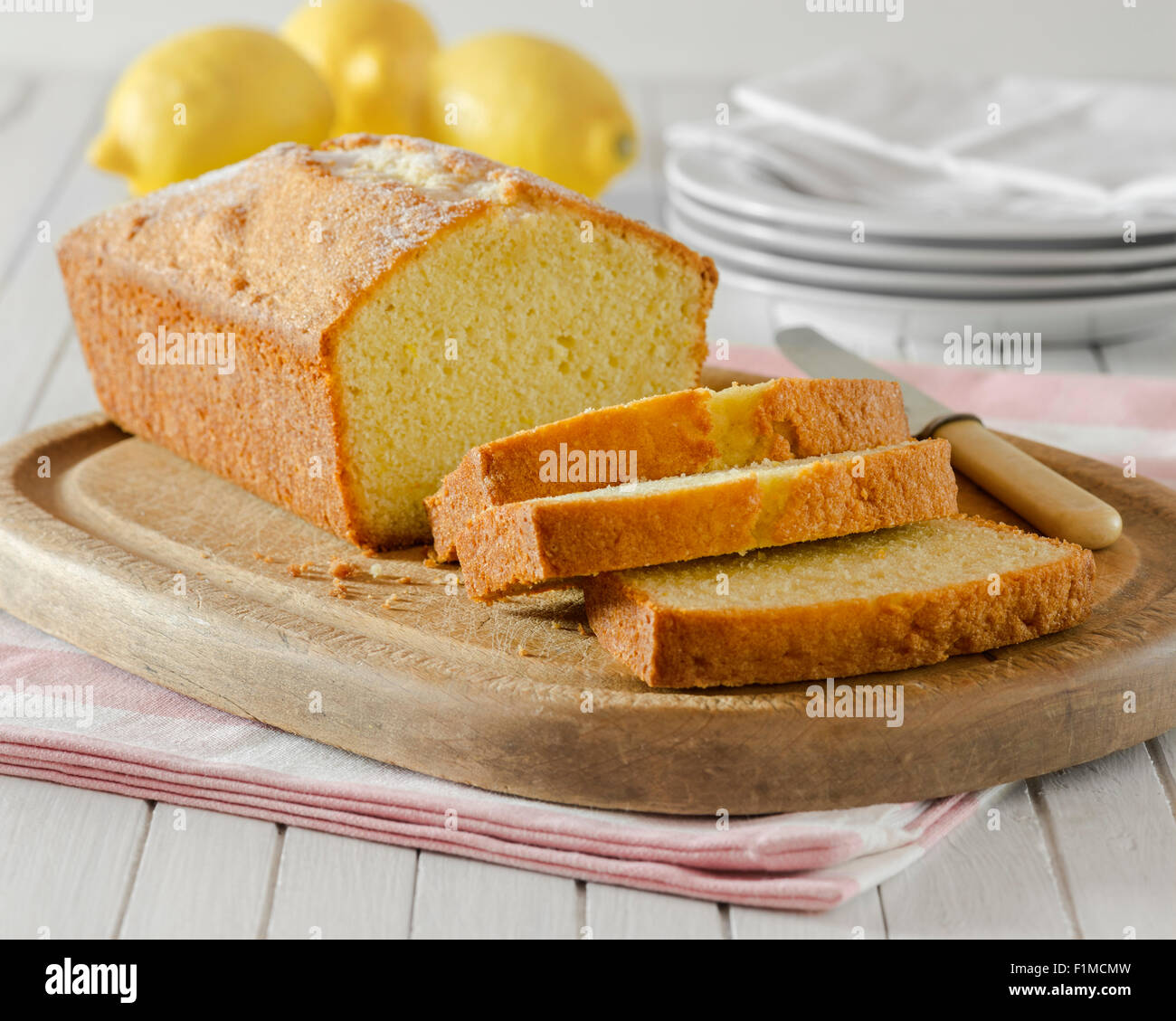 Madeira-Kuchen. Traditionellen Stil Biskuit. UK Essen Stockfoto