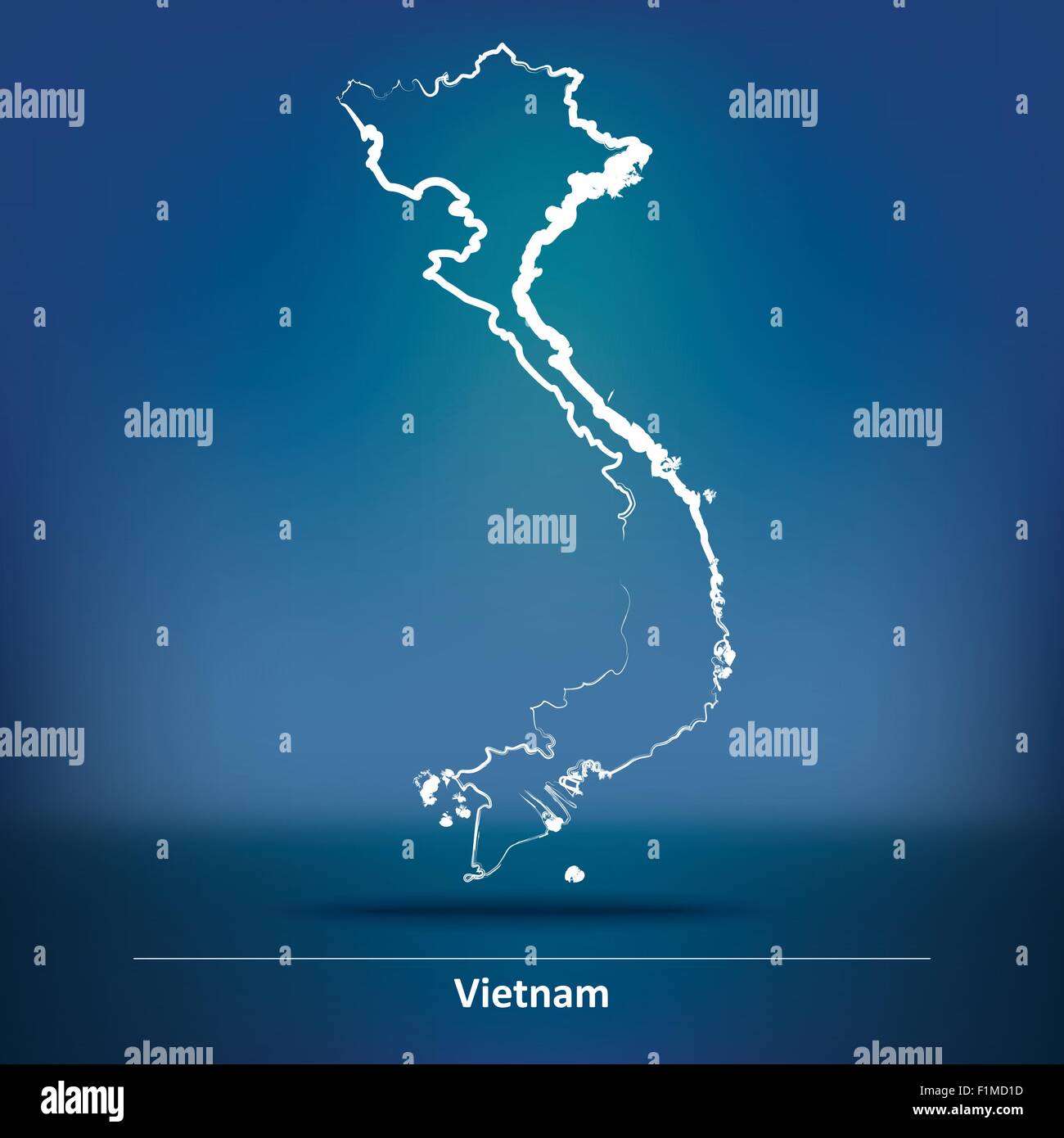 Karte von Vietnam - Vektor-Illustration Doodle Stock Vektor