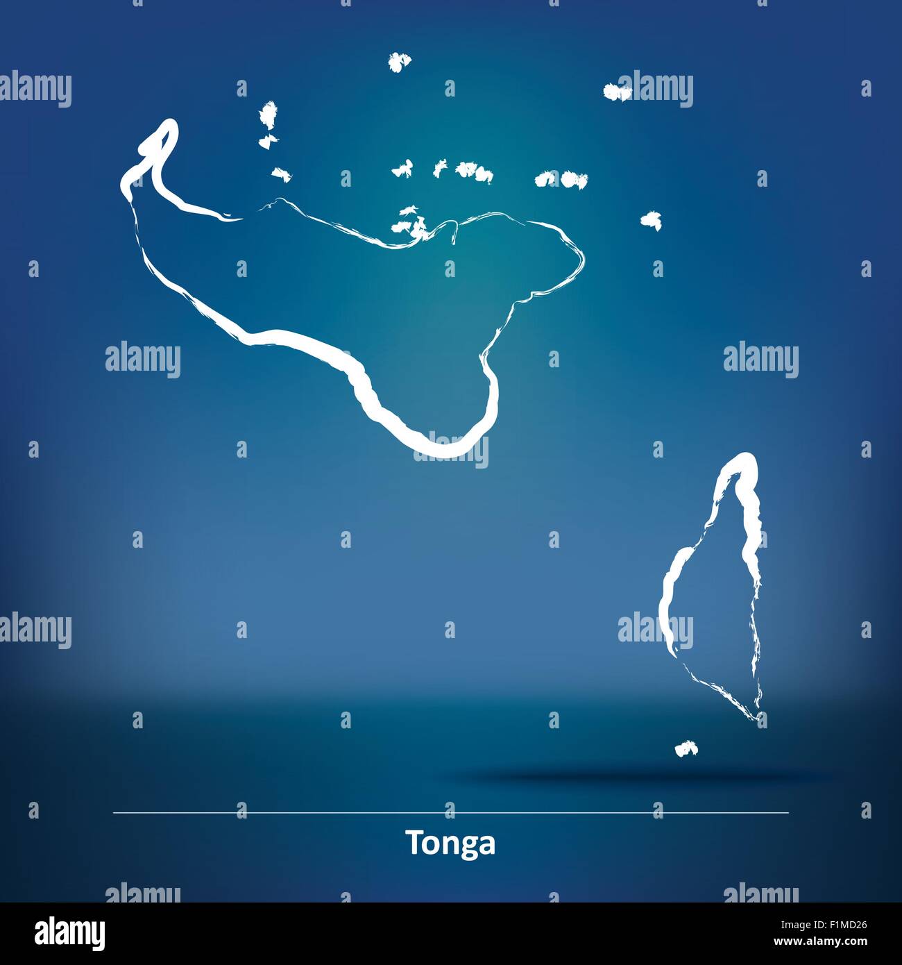 Karte von Tonga - Vektor-Illustration Doodle Stock Vektor