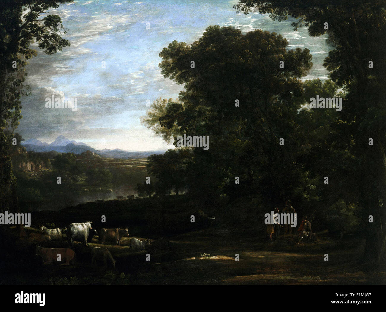 Claude Lorrain (Claude Gellée) - Landschaft mit Vieh und Bauern Stockfoto