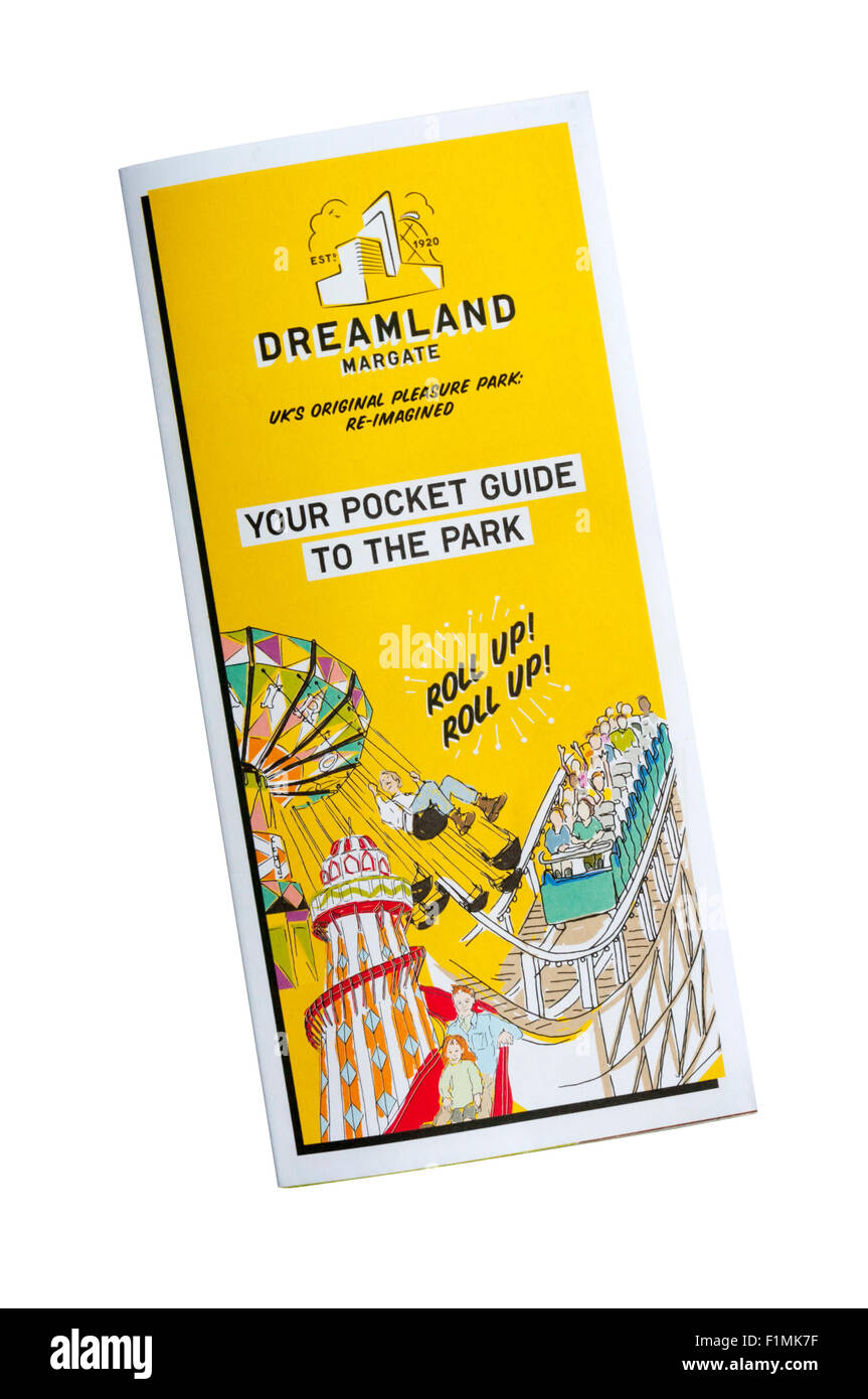 Pocket Guide to wiedereröffnet Margate Dreamland-Vergnügungspark. Stockfoto