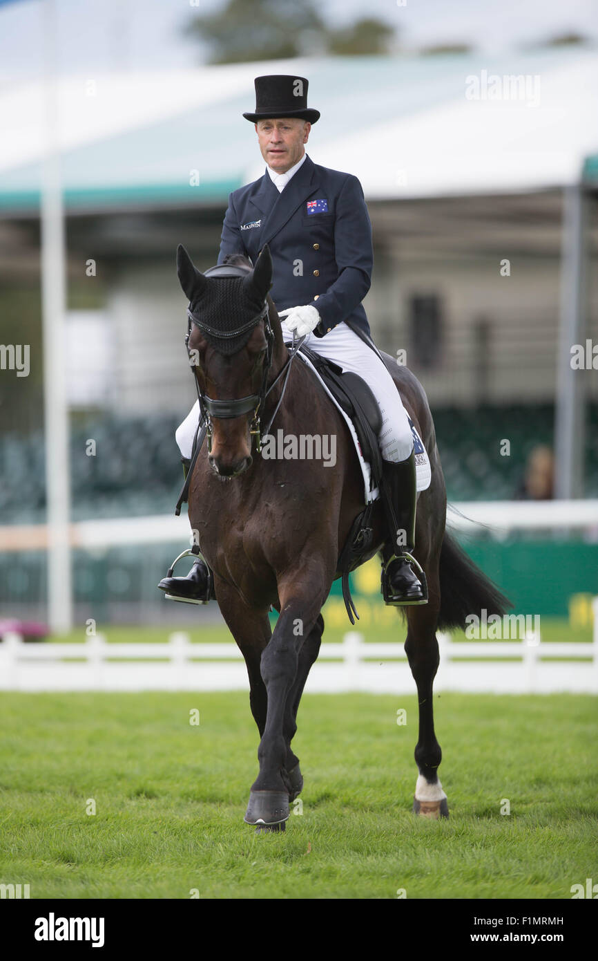 Stamford, Lincs, UK. 3. September 2015. Der Land Rover Burghley Horse Trials 2015 Andrew Hoy auf Rutherglen Kredit: Tim Scrivener/Alamy Live-Nachrichten Stockfoto
