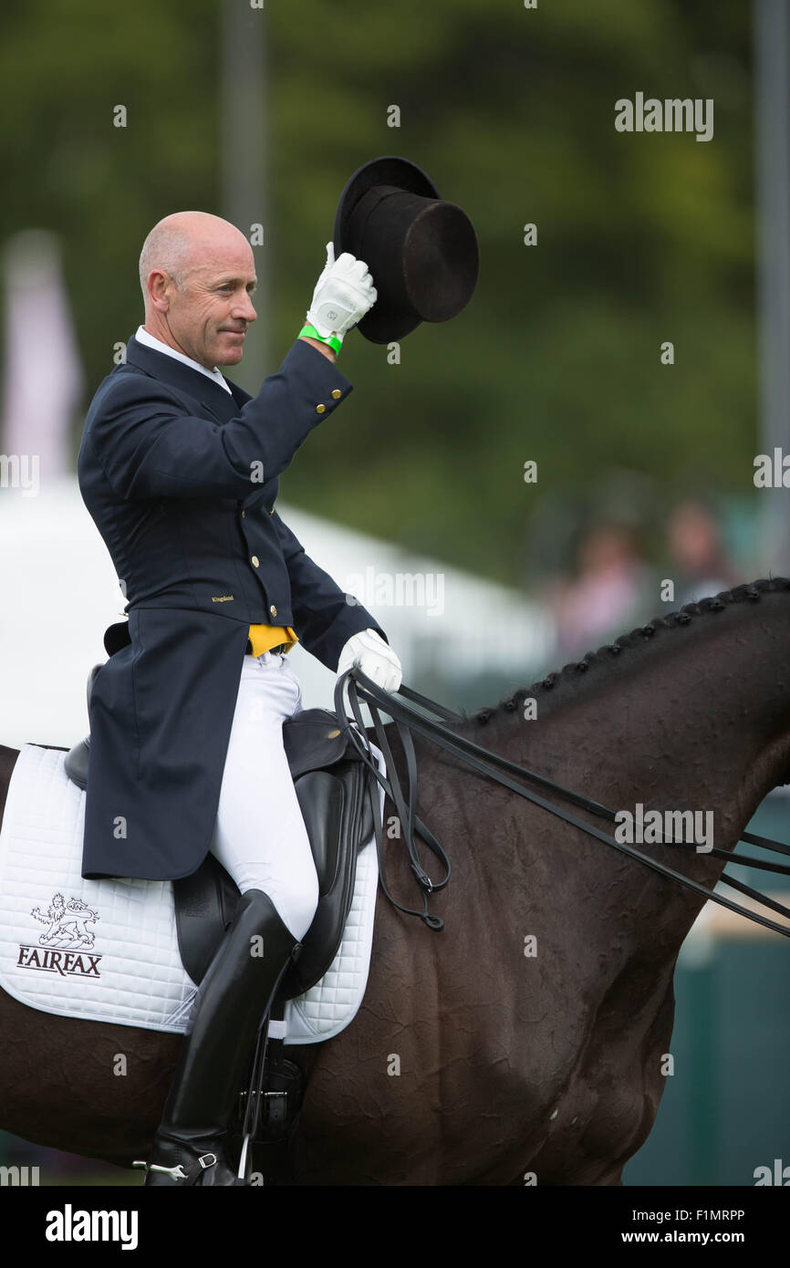 Stamford, Lincs, UK. 3. September 2015. Der Land Rover Burghley Horse Trials 2015 Andrew Hoy auf Rutherglen Kredit: Tim Scrivener/Alamy Live-Nachrichten Stockfoto
