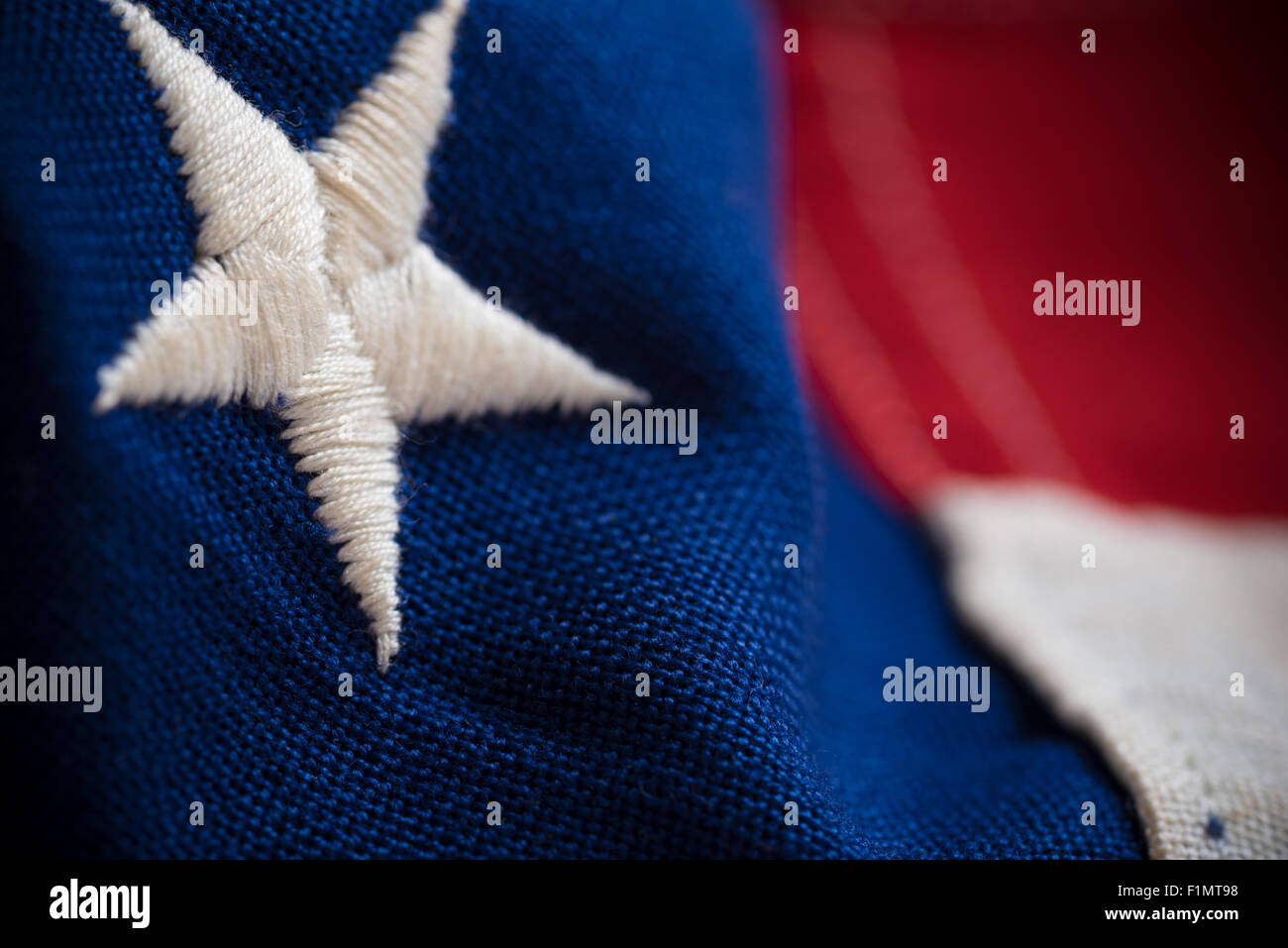 Makro oder close-up der amerikanischen Flagge als Hintergrund verwenden, Denkmal, Veteranen oder Independence day Stockfoto