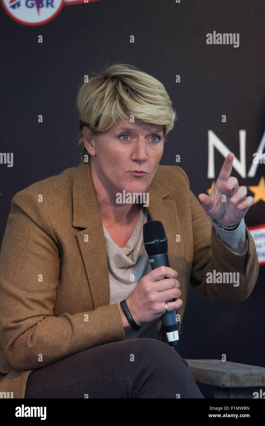 Stamford, Lincs, UK. 4. September 2015. Der Land Rover Burghley Horse Trials 2015 Clare Glatzenbildung Credit: Tim Scrivener/Alamy Live-Nachrichten Stockfoto