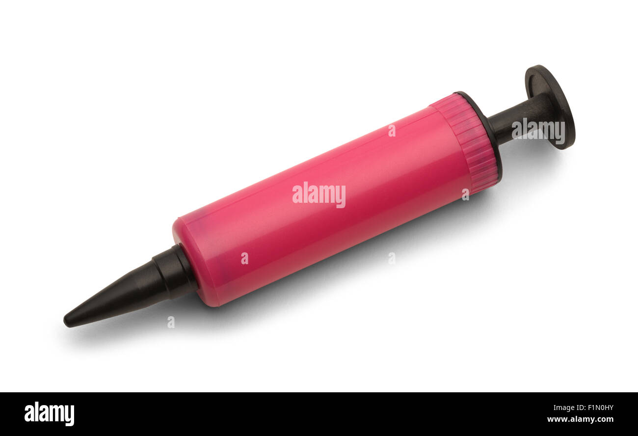 Roten Ballon-Pumpe, Isolated on White Background. Stockfoto