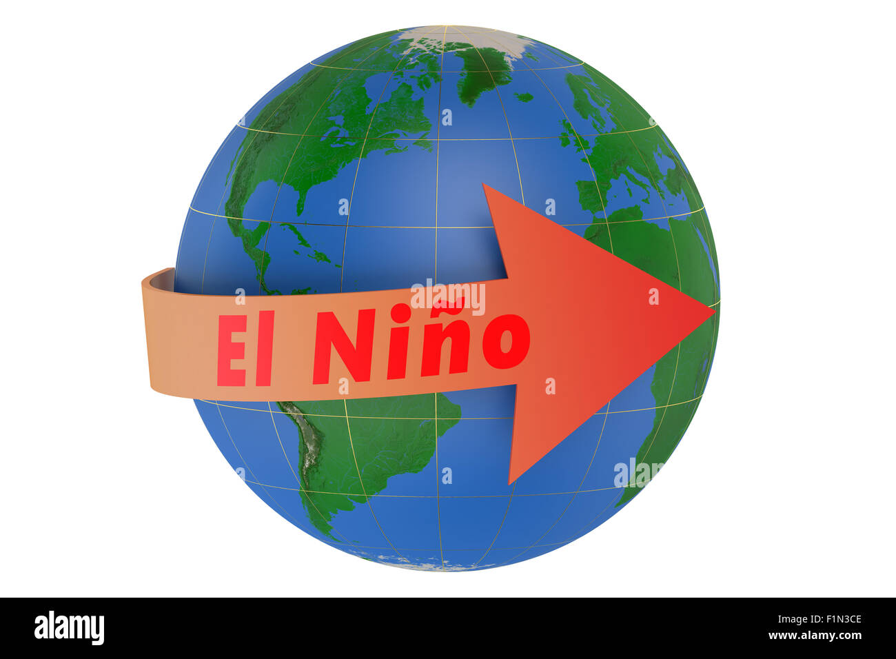 El Nino-Konzept isoliert auf weißem Hintergrund Stockfoto