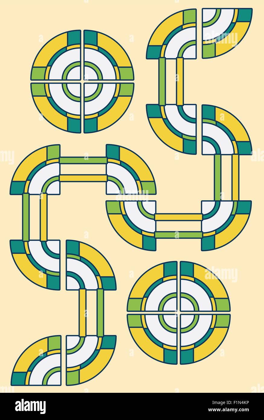 abstrakte gelbe grüne Straße Kreise Hintergrund Vektor-Datei Stock Vektor