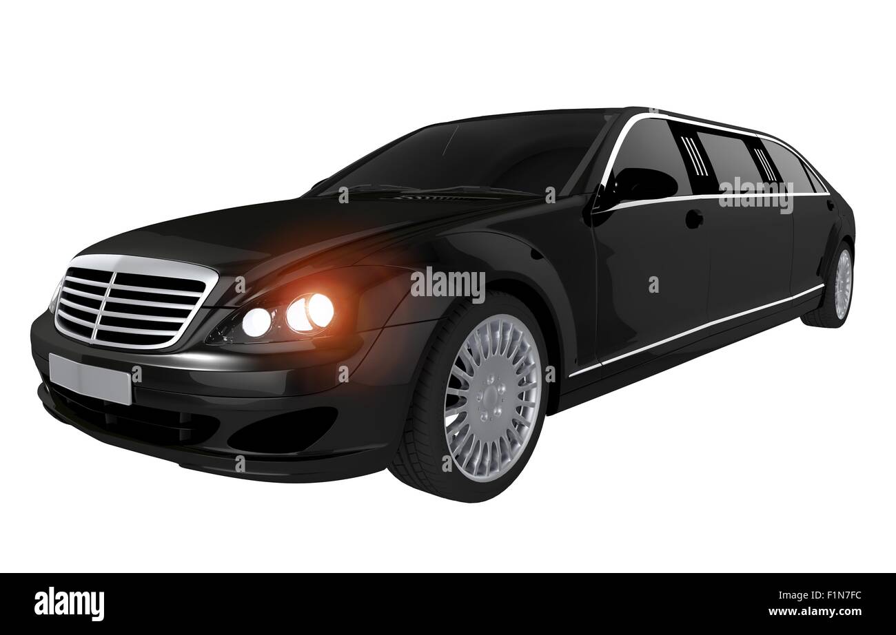 Schwarze Stretch-Limo-Illustration, Isolated on White Background. Stockfoto