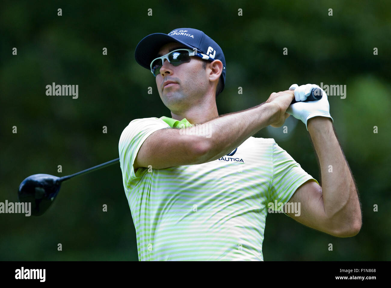 Norton, Massachusetts, USA. 4. September 2015. Cameron Tringale am 9. Abschlag in der ersten Runde von der Deutsche Bank Championship im TPC Boston. Anthony Nesmith/Cal-Sport-Medien-Credit: Cal Sport Media/Alamy Live-Nachrichten Stockfoto