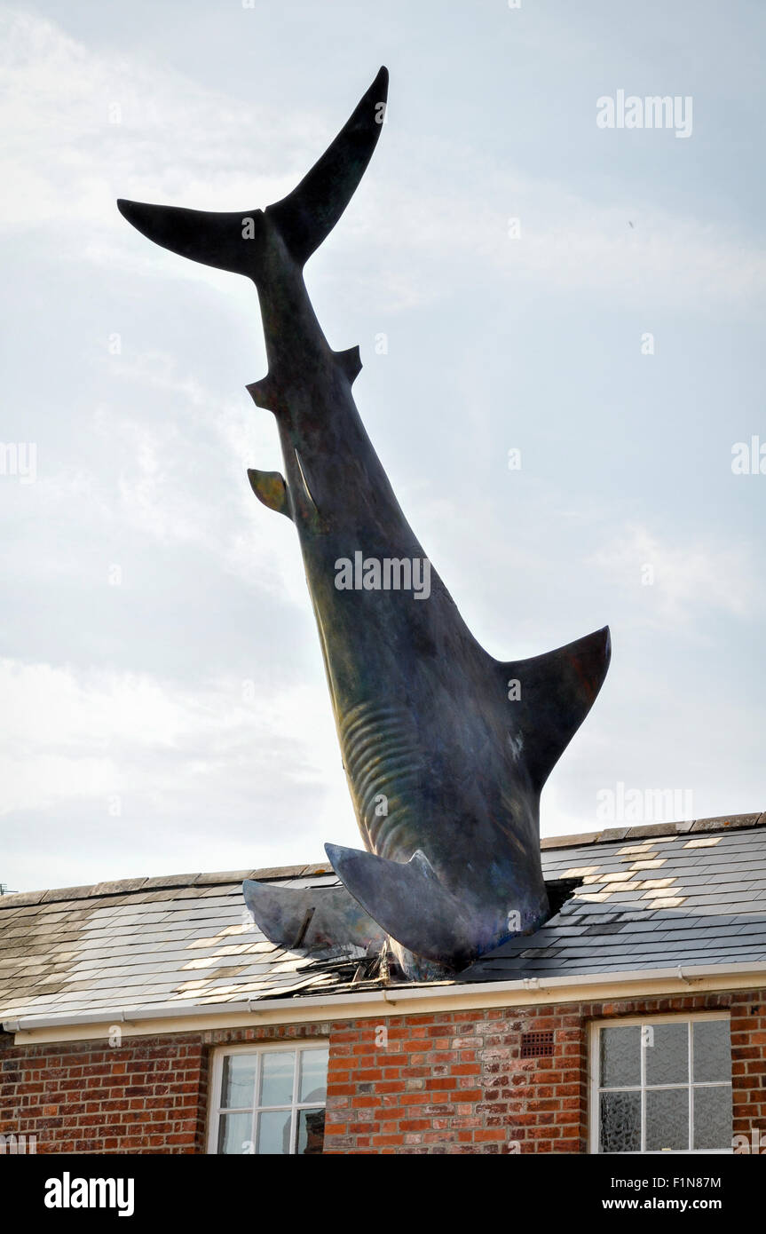 Headington Shark Skulptur, Oxford, Vereinigtes Königreich Stockfoto