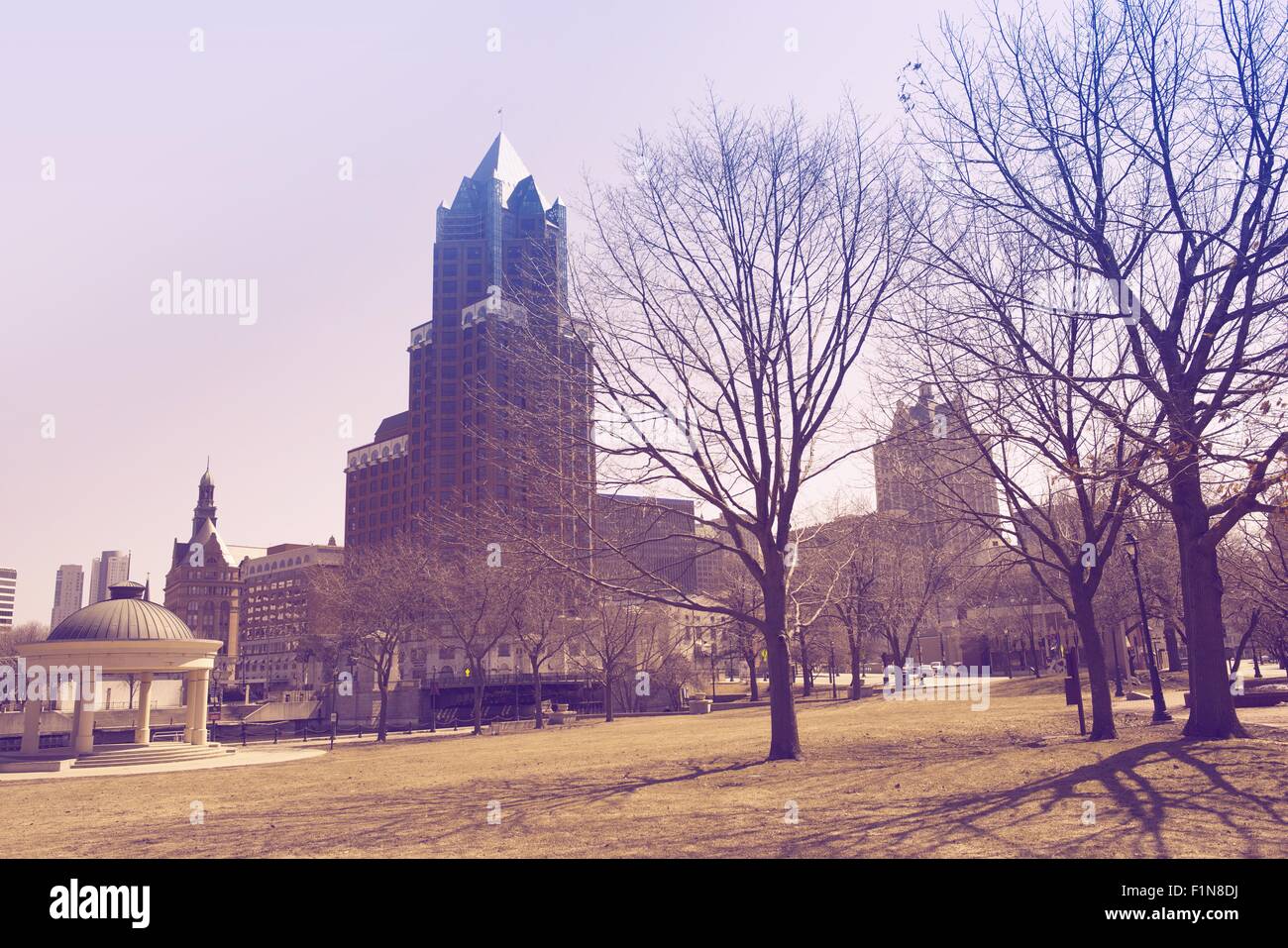 Milwaukee-Park. Milwaukee, Wisconsin, Vereinigte Staaten von Amerika. UV Color-Grading. Stockfoto