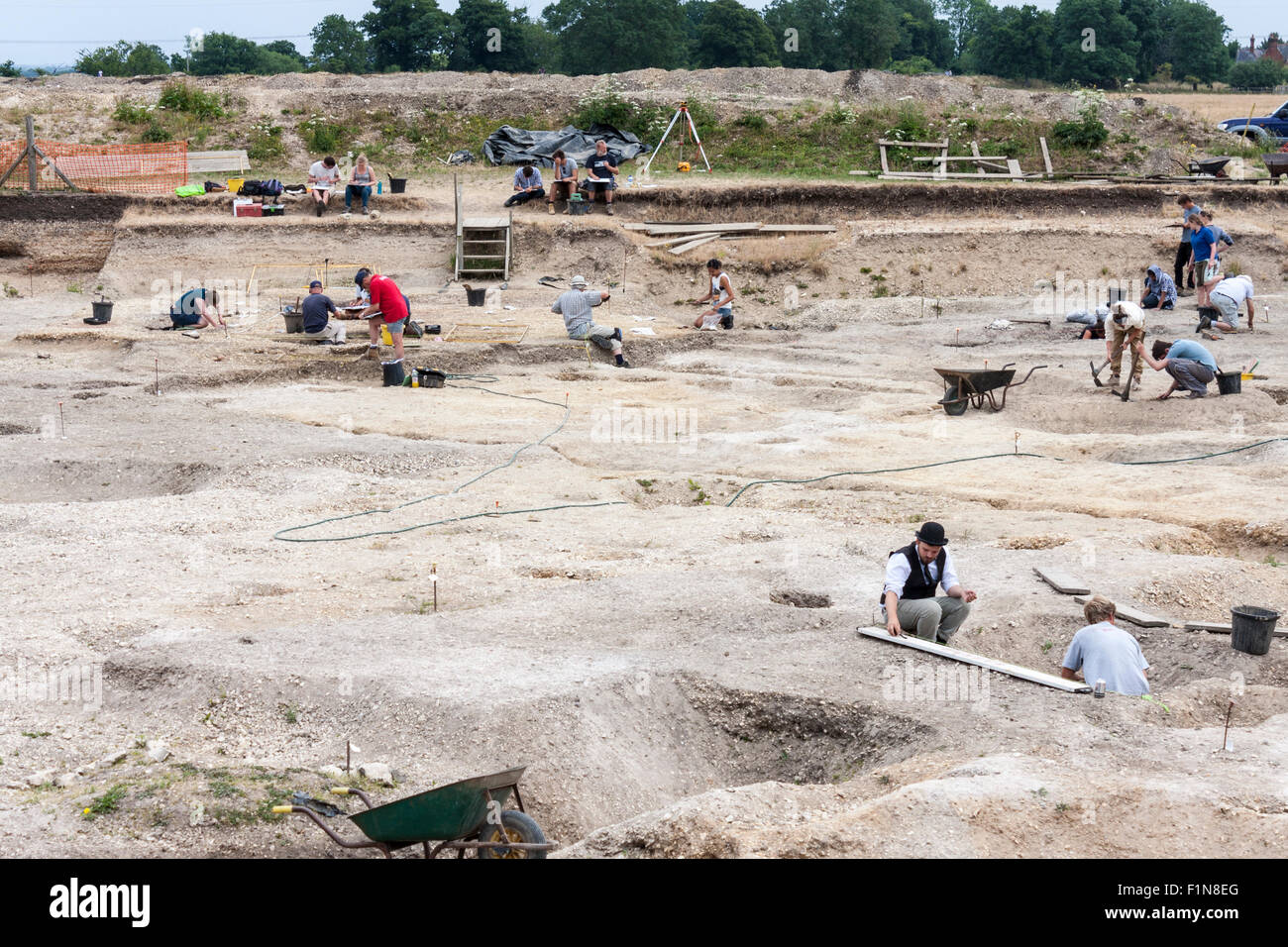 Römerstadt-Life-Projekt: eine archäologische Ausgrabungsstätte bei geht, Berkshire, England, GB, UK. Stockfoto