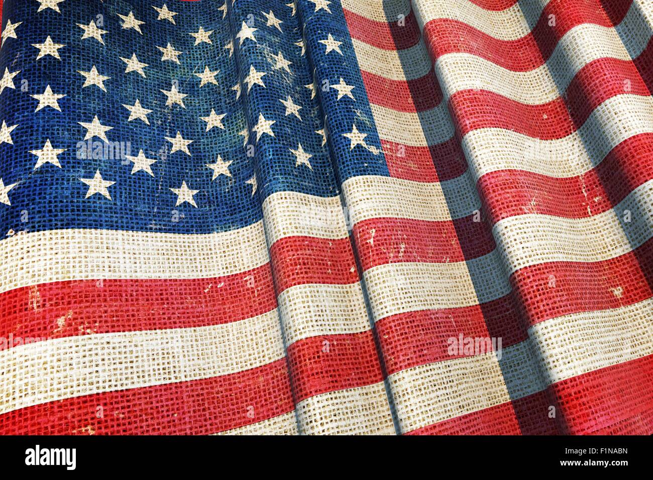 Vereinigte Staaten von Amerika Leinwand Flagge 3D-Render Illustration. Symbol der Unabhängigkeit. Stockfoto