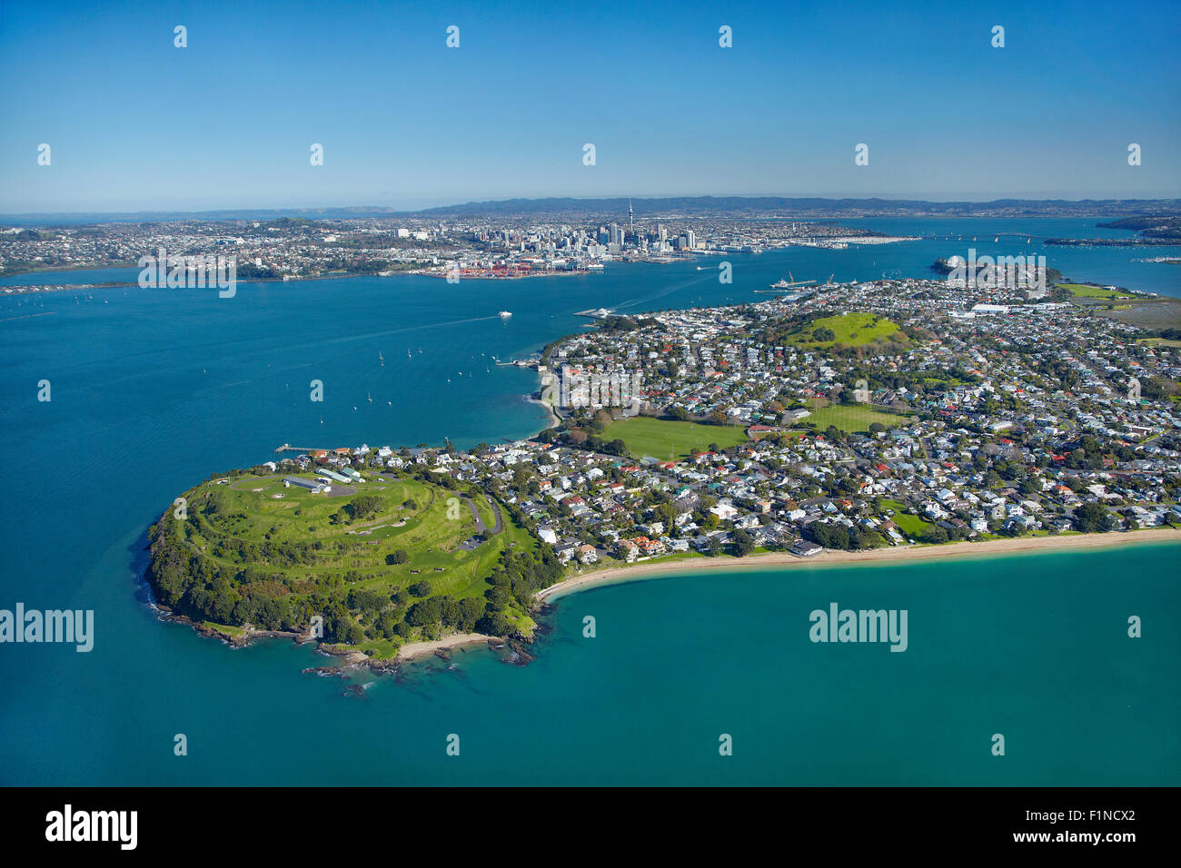North Head, Devonport, Auckland, Nordinsel, Neuseeland - Antenne Stockfoto