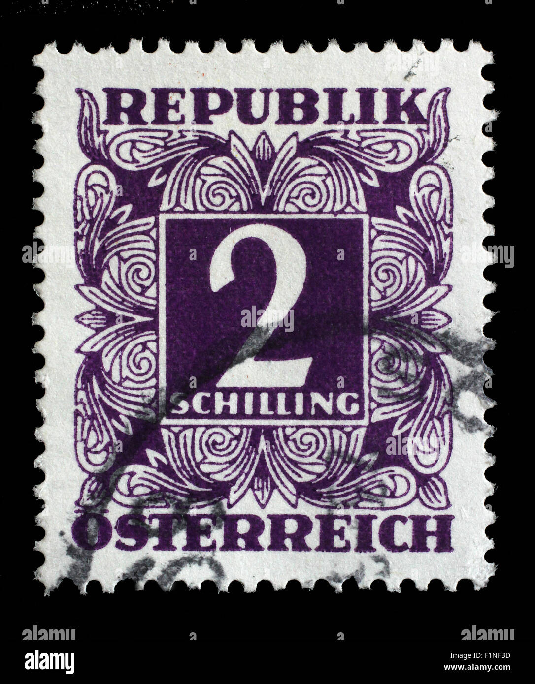 Briefmarke gedruckt in Österreich zeigt die Anzahl, Nennwert Briefmarken, ca. 1949 Stockfoto