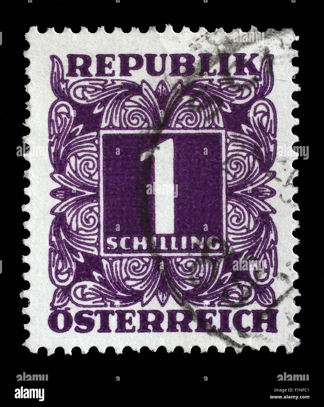Briefmarke gedruckt in Österreich zeigt die Anzahl, Nennwert Briefmarken, ca. 1949 Stockfoto