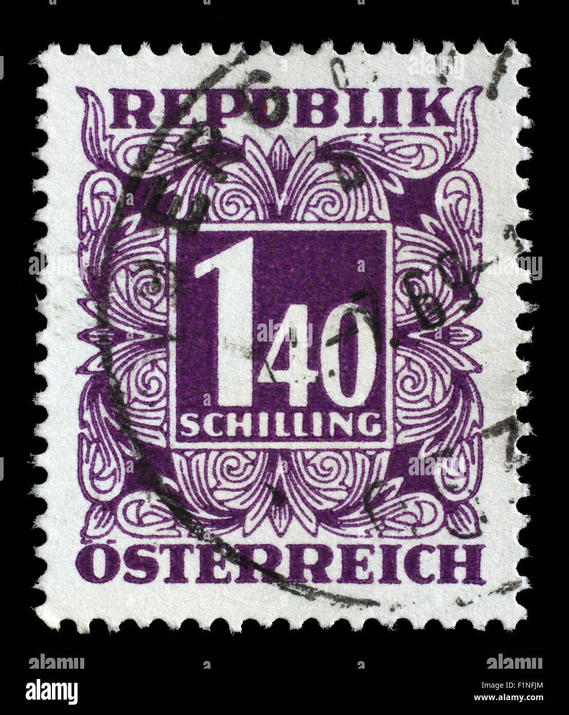 Briefmarke gedruckt in Österreich zeigt die Anzahl, Nennwert Briefmarken, ca. 1949 Stockfoto